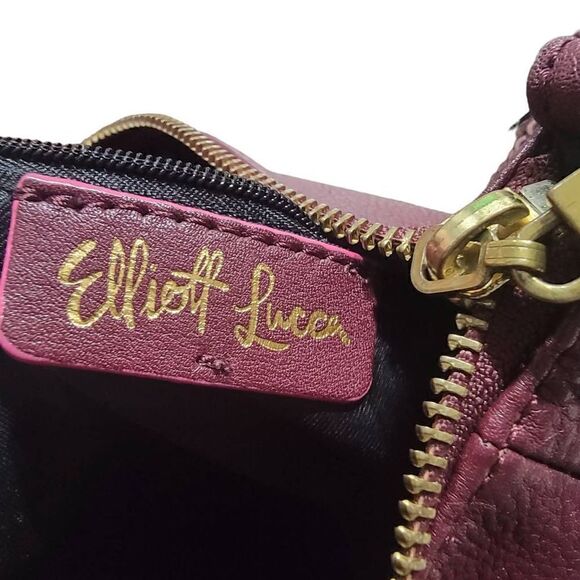 ELLIOT LUCCA Gwen Flat Crossbody Cabernet Hand Bag Leather Pocket Book - Picture 4 of 7